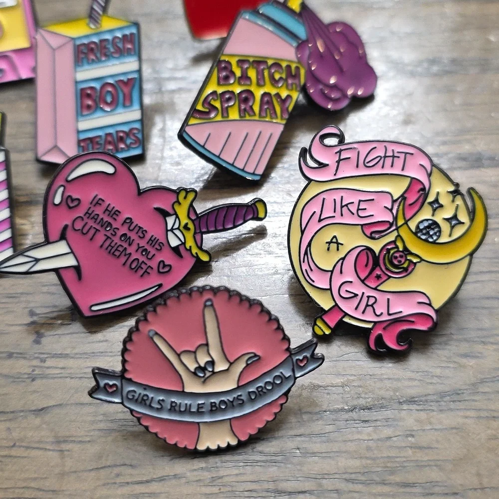 Girl Power Enamel Pins Set Of 8 - Picture 2 of 3